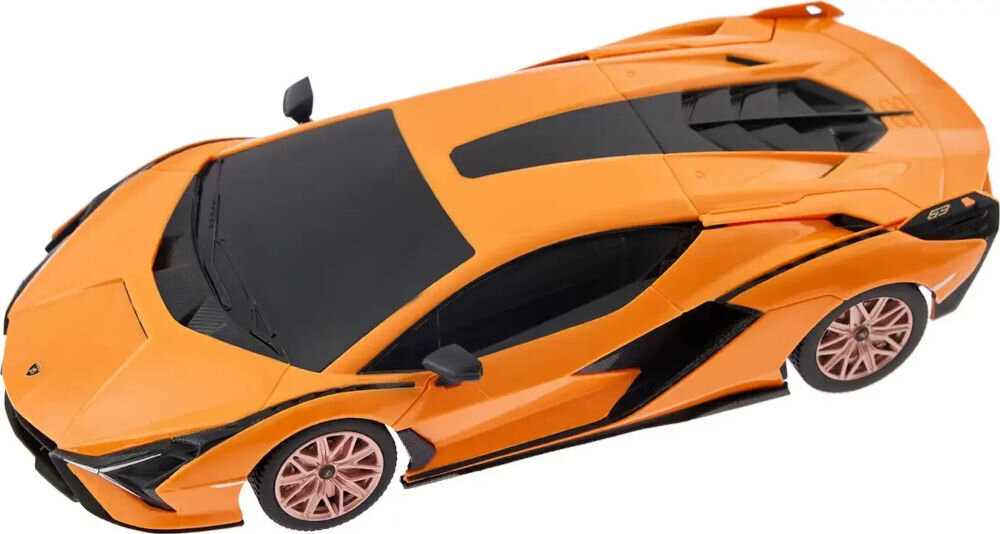 Samochód zdalnie sterowany RASTAR Lamborghini Sian 97800 Pomarańczowe Lamborghini Sián FKP 37 zdalnie sterowane – model Rastar w skali 1:24. Widok z góry.