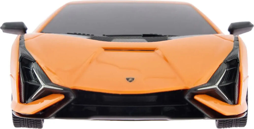 Samochód zdalnie sterowany RASTAR Lamborghini Sian 97800 Przód modelu Lamborghini Sián z charakterystycznymi reflektorami w kształcie litery Y i logo marki.