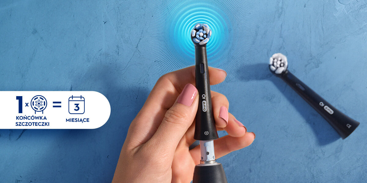 Szczoteczka magnetyczna ORAL-B iO 3 Czarny zdjęcie lifestyle świeża końcówka wymiana  około 3 miesiące