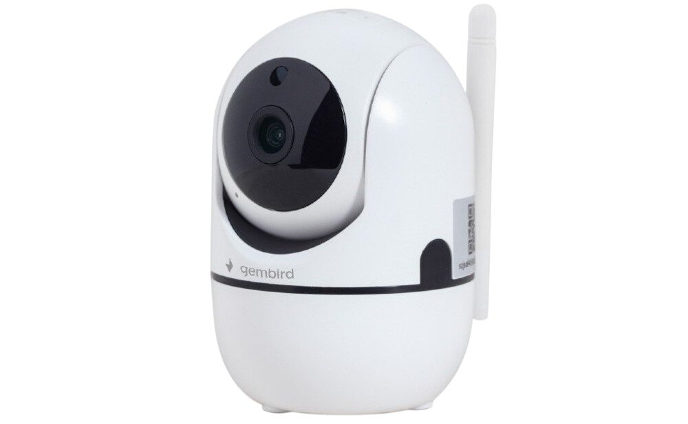 Kamera GEMBIRD TSL-CAM-WRHD-02 detekcja ruchu powiadomienia push, kamera po skosie na białym tle