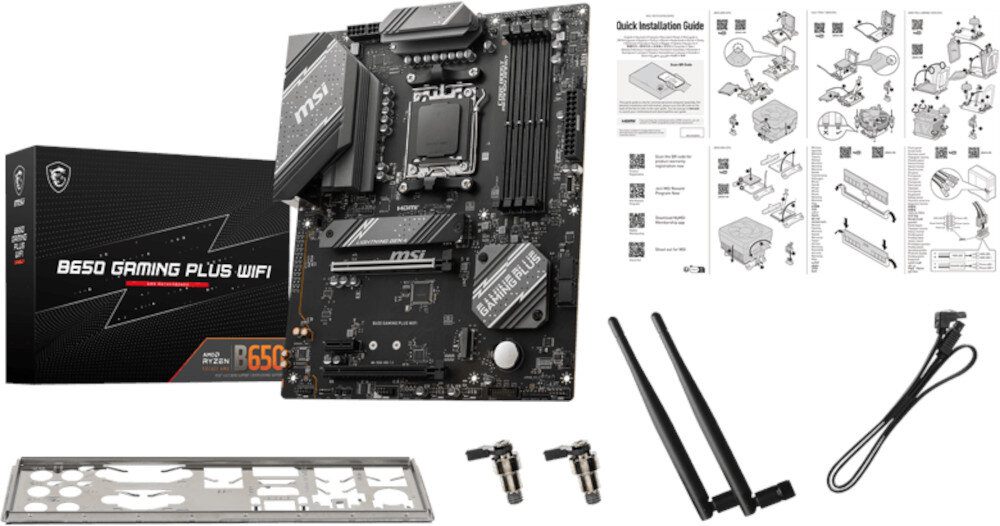 Płyta główna MSI B650 Gaming Plus WiFi opakowanie zestaw akcesoria