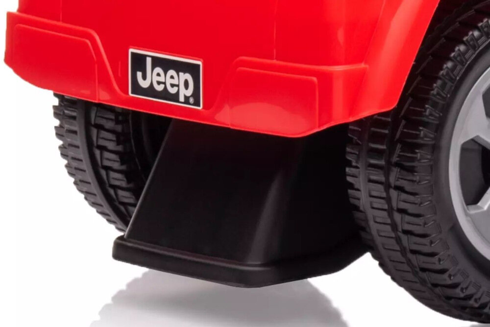 Jeździk MILLY MALLY Jeep Rubicon Gladiator Czerwony zasilanie dwie baterie AA zabezpieczenie przed wywroceniem sie pojazdu