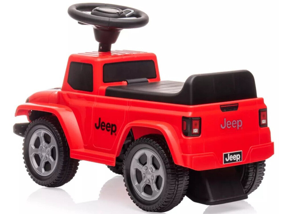 Jeździk MILLY MALLY Jeep Rubicon Gladiator Czerwony wytrzymaly stabilny solidne materialy staranne wykonanie do rozwoju zmyslu rownowagi motoryki pedalowanie nozkami kierowanie