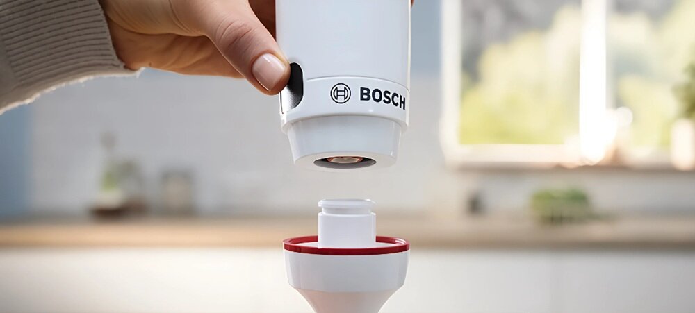 Blender ręczny ErgoMaster Serie 4 guzik do odczepiania stopy miksującej, łatwo, jednym kliknięciem