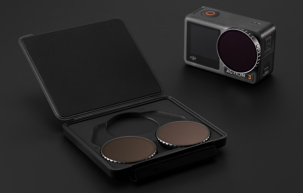 Zestaw filtrów ND do DJI Osmo Action 3/4 montaż materiał szkło pudełko transport