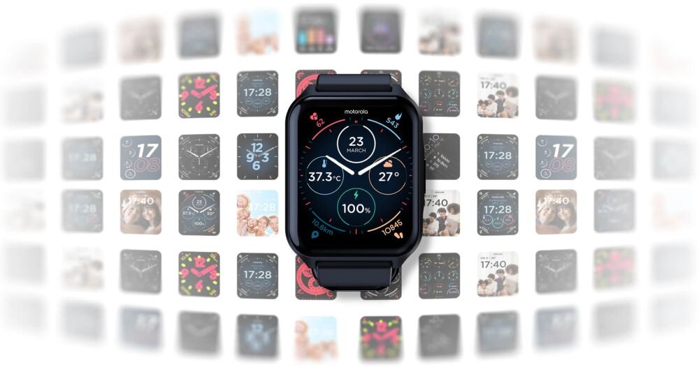 Розумний годинник MOTOROLA Moto Watch 70 Екран Батарея Датчики Здоров'я Спорт Ремінець Зарядка Ємність Роздільна здатність Підключення Контроль крові Пульс Дзвінки Додаток для смартфона