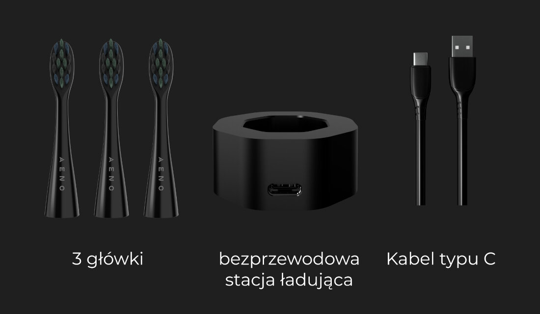 Szczoteczka soniczna AENO DB1S zestaw akcesoria komplet wyposazenie