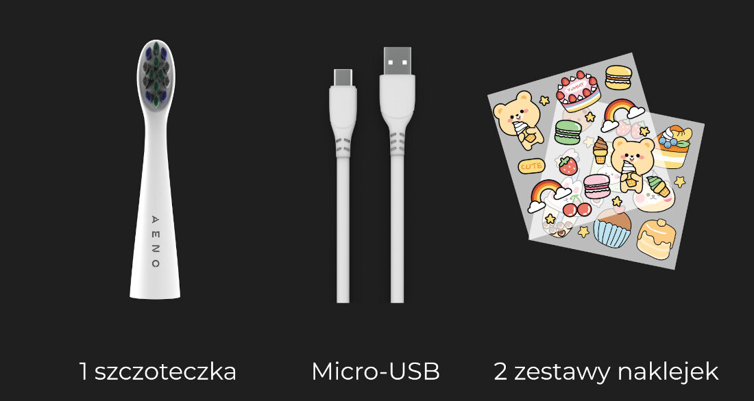 Szczoteczka soniczna AENO DB7 zestaw akcesoria komplet wyposazenie