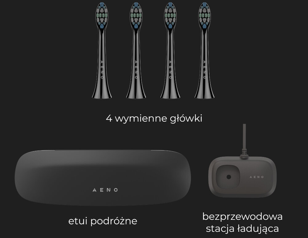 Szczoteczka soniczna AENO DB4 zestaw akcesoria komplet wyposazenie