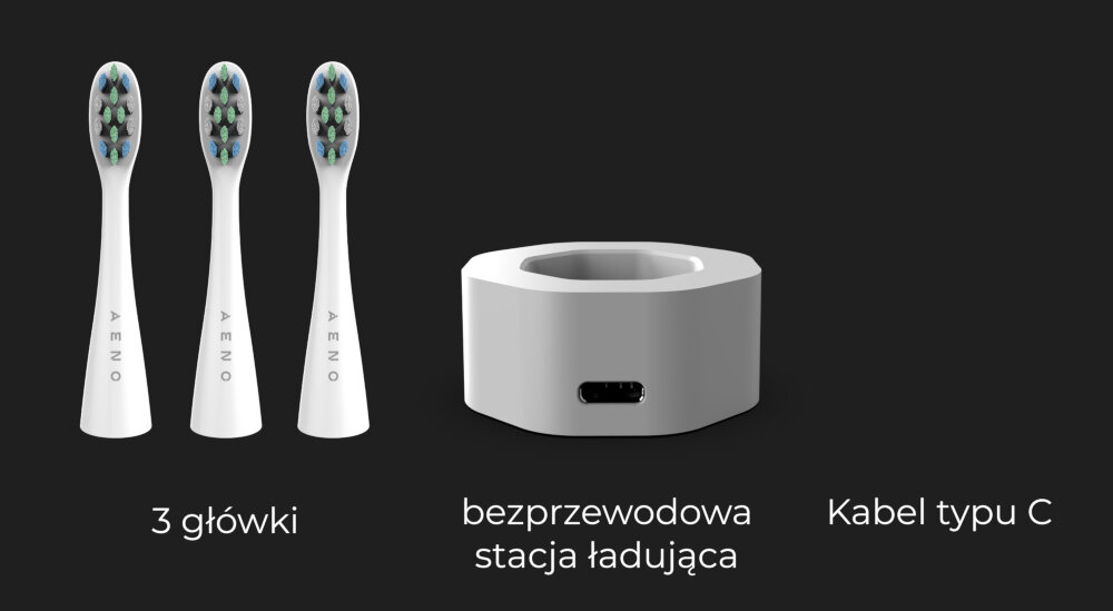 Szczoteczka soniczna AENO DB1S zestaw akcesoria komplet wyposazenie