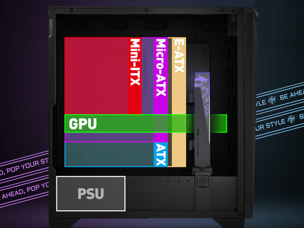Obudowa MSI MPG Gungnir 300R Airflow kompatybilność wymiary podzespoły pojemność