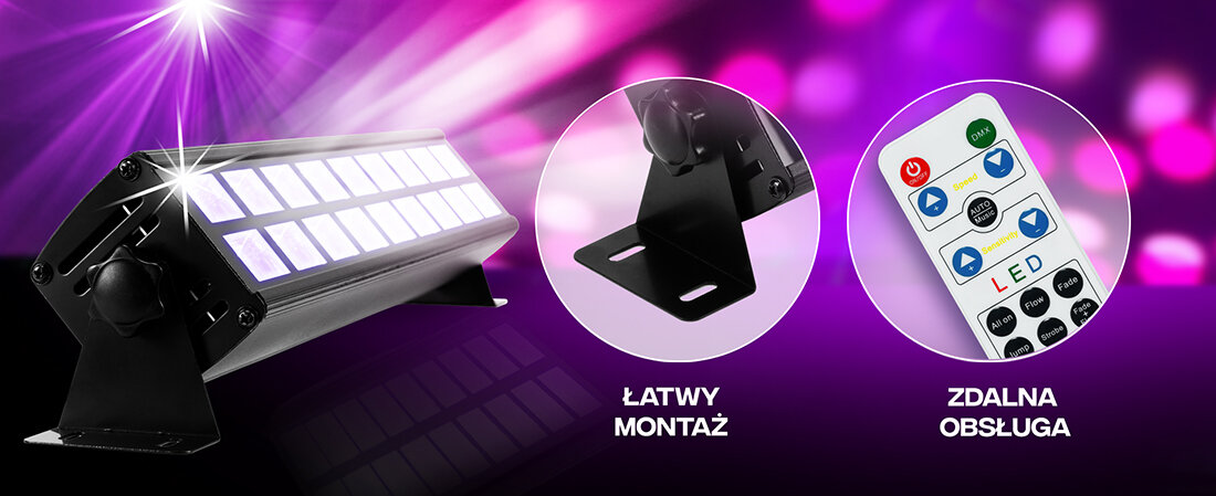 Belka LED MUSICMATE LBT54 UV NeonBeam - Tryby dla każdej chwili, efekt fade