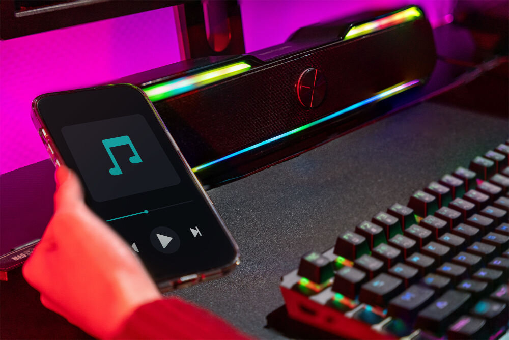 Soundbar komputerowy MAD DOG SGS300 RGB bluetooth złącze aux podświetlenie rgb
