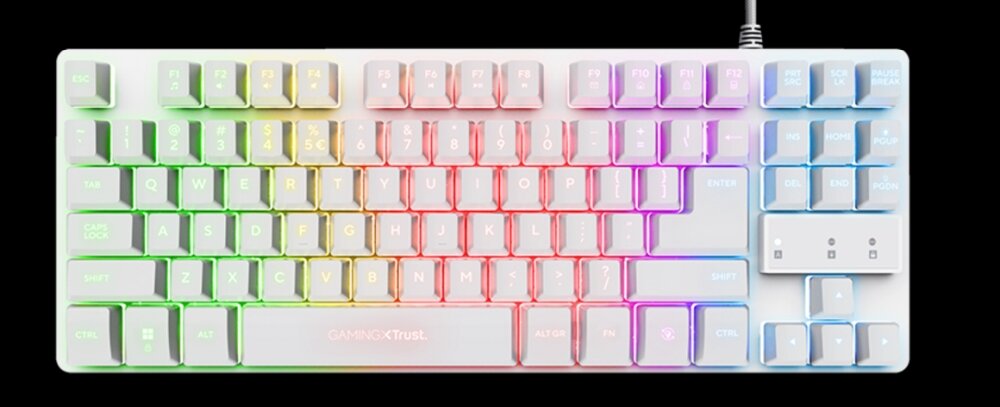 Klawiatura TRUST GXT833W Thado TKL podswietlenie przewodowa kompatybilnosc dlugosc kabel