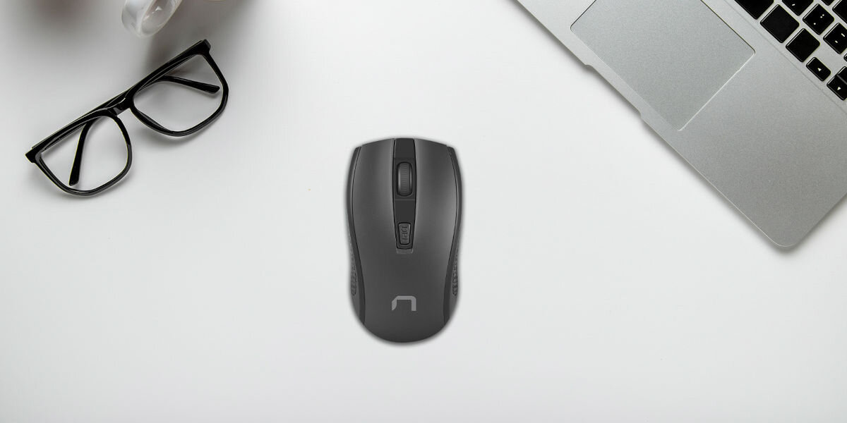 Torba na laptopa NATEC Wallaroo 2 15.6 cali Czarny + Mysz mysz wyposażona w sensor optyczny trzy tryby rozdzielczości 800 1200 1600 DPI bezprzewodowe połączenie za pomocą adaptera USB-A 2,4 GHz zasięg do 10 metrów