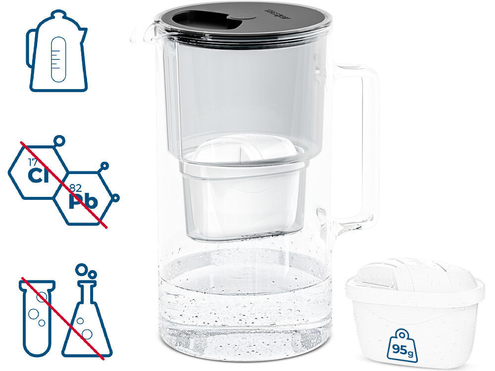 Dzbanek filtrujący WESSPER Borosilicate AquaMax Czarny Dzbanek wessper wolny od BPA