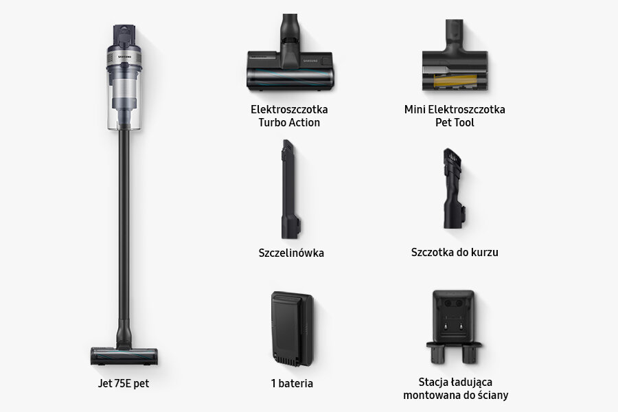 Zestaw akcesoriów do czarnego odkurzacza Samsung VS20B75AGR5/GE seria 75 z Media Expert
