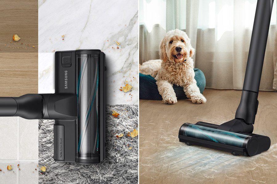 Odkurzacz Samsung VS20B75AGR5/GE seria 75 dostępny w Media Expert oraz pies