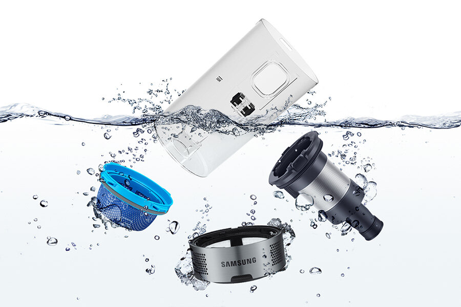 Pływający w wodzie zbiornik na kurz i filtr odkurzacza Samsung VS20B75AGR5/GE seria 75 