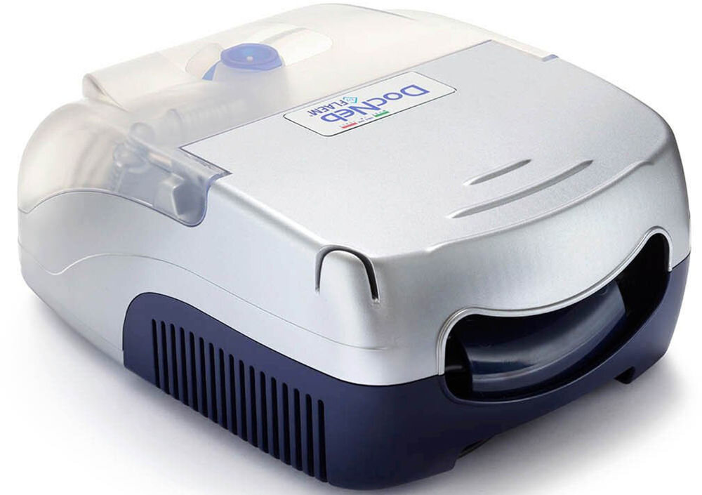 Inhalator nebulizator pneumatyczny FLAEM Docneb skuteczne leczenie profilaktyka chorób układu oddechowego dzieci dorośli dwa tryby nebulizacji standardowy szybki efektywne podawanie leku bezpieczne dla najmłodszych specjalny system zapobieganie rozlewaniu leku  