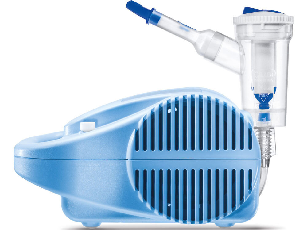 Inhalator nebulizator pneumatyczny FLAEM Hospineb Professional 0.54 ml/min system filtracji wysoka wydajność zabepziecza proces nebulizacji przez zanieczyszczeniami lepsz ajakość terapii łatwy dostęp do filtra utrzymanie odpowiedniej wydajności dłuższa żywotność 