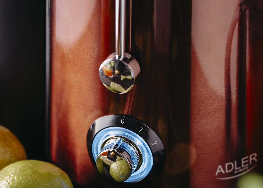 Sokowirówka ADLER AD 4129 dwa poziomy pracy, niższy poziom do miękkich owoców, wyższy poziom do twardszych warzyw