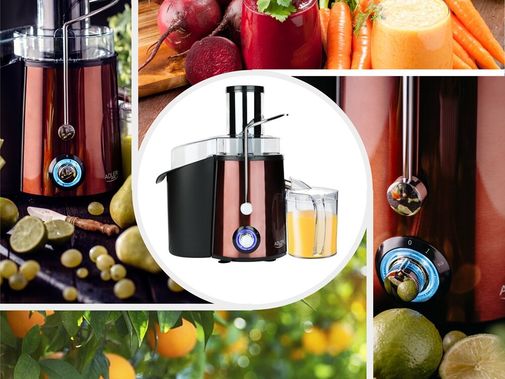 Sokowirówka ADLER AD 4129 duży pojemnik na odpady, więcej soku, bez przerw na czyszczenie