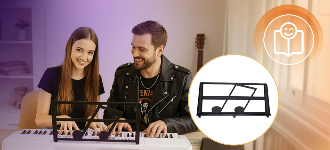 Keyboard MUSICMATE MM-01 KeyDeluxe tryb nauki 61 klawiszy 100 brzmień LED, osoby grające na keybordzie