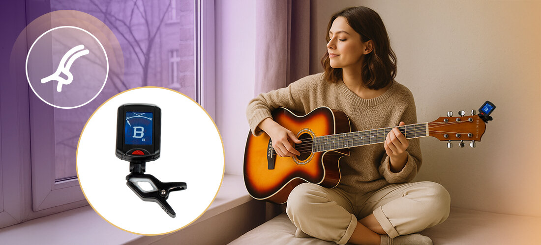 Gitara akustyczna MusicMate MM-G40 StringSoul korpus lipa metalowe struny set-neck, osoba grająca na gitarze siedząca po turecku