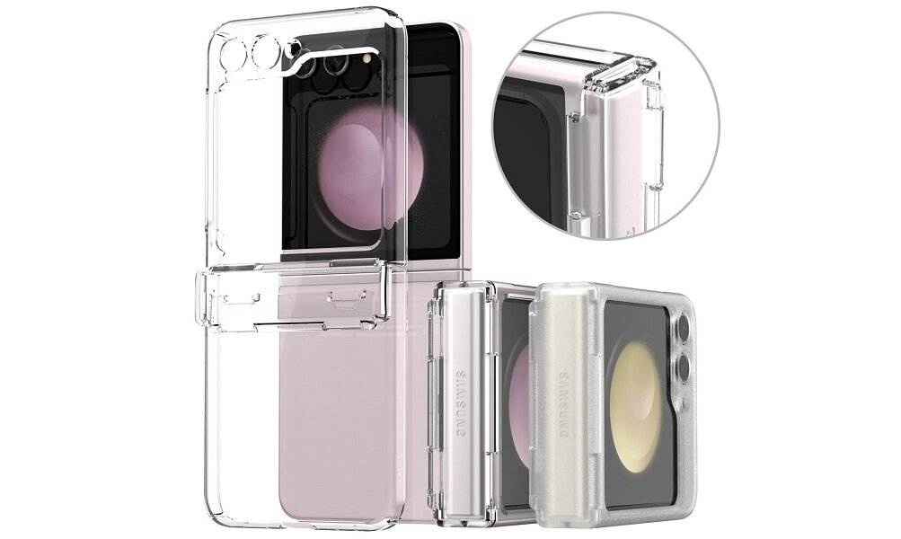 Etui ARAREE Nukin 360 do Samsung Galaxy Z Flip 5 Przezroczysty Stylowy design Twardy przeźroczysty poliwęglan Idealnie dopasowane Bezkompromisowa ochrona