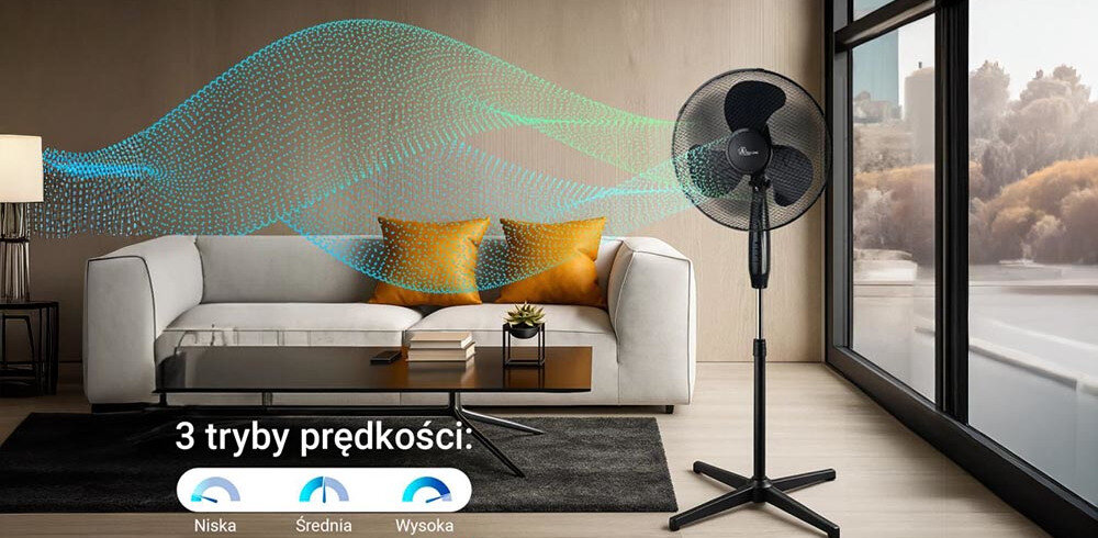 Wentylator EXTRALINK Bryza ESF-40D-BL kontrola nad przepływem  trzy tryby prędkości łatwo dopasować preferencje temperatura