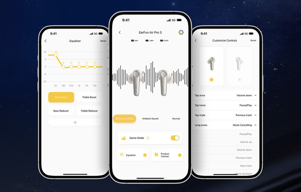Sluchawki TWS EarFun Air Pro 3 personalizacja sluchawki dzwiek aplikacja