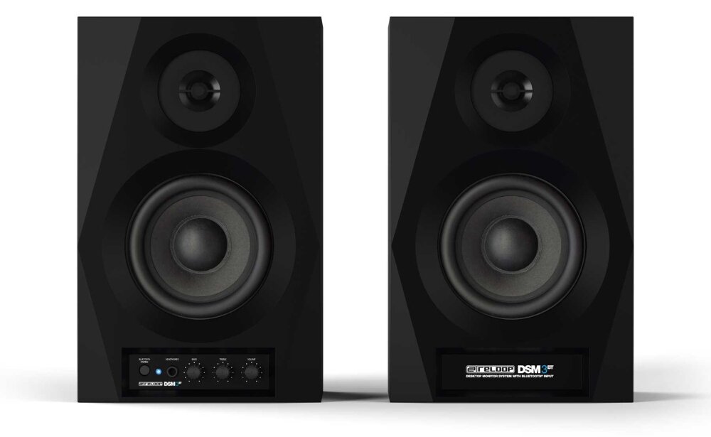 Kolumny głośnikowe RELOOP DSM-3 BT Czarny sprzet audio głośnik możliwości komunikacja bezprzewodowa mocne solidne brzmienie obudowa aranżacja