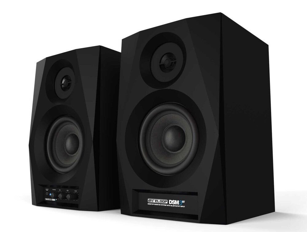 Kolumny głośnikowe RELOOP DSM-3 BT Czarny sprzet audio głośnik możliwości komunikacja bezprzewodowa mocne solidne brzmienie obudowa aranżacja
