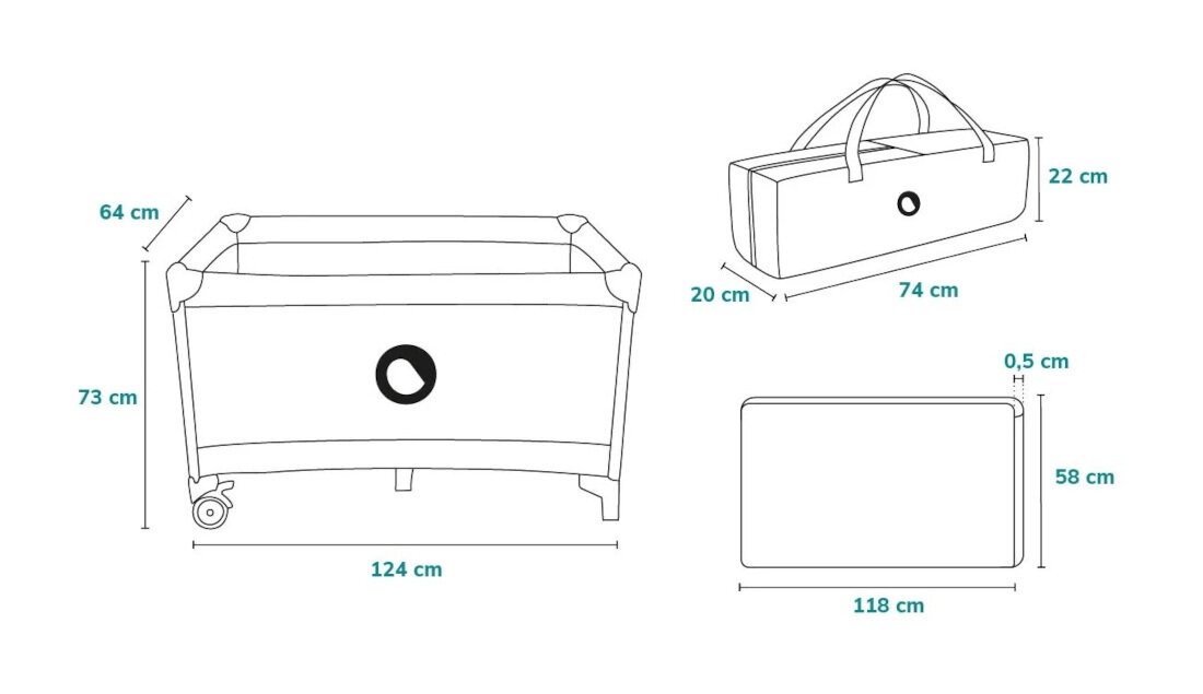 Łóżeczko turystyczne LIONELO Stefi Multicolor Szary Praktyczne w każdej sytuacji Szybki system składania i rozkładania wymiary łatwe przechowywanie torba transportowa