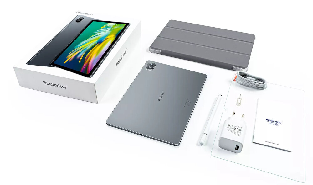Tablet BLACKVIEW Tab 11 rozdzielczość rdzenie przekątna czujniki aparat głośnik czas pracy procesor transmisja danych waga wifi pamięć złącza zestaw 