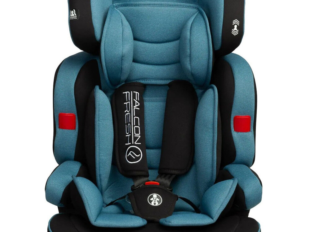 Fotelik samochodowy CARETERO Falcon Fresh 9-36 kg Niebieski bardzo wygodna wkladka dla dzieci od 9 kg miekka pokrowiec mozna schagnac i wyprac wkladke mozna usunac wraz ze wzrostem dziecka