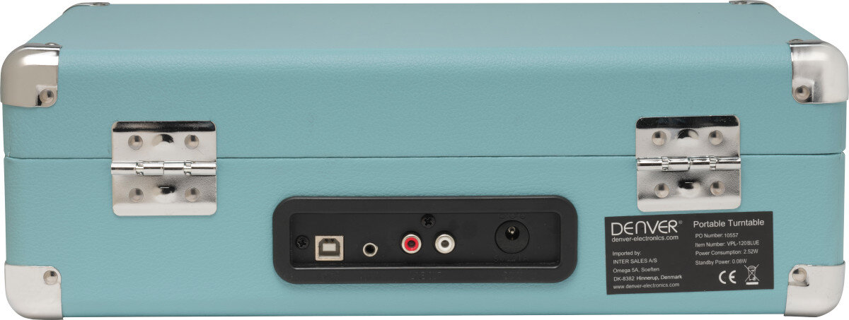 Gramofon DENVER VPL-120 Niebieski port podłączenie digitalizacja nagrywanie