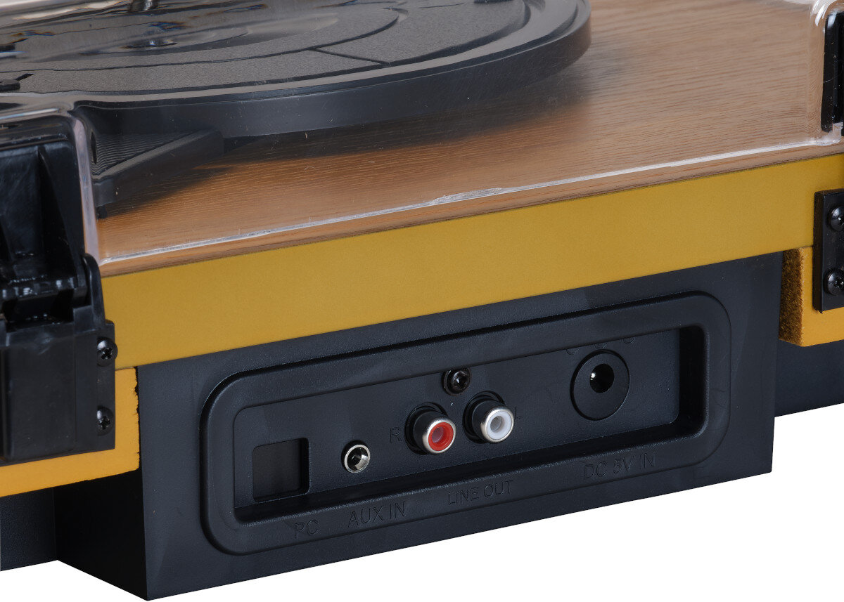 Gramofon DENVER VPL-230 Orzechowy dźwięk głośniki moc sterowanie prędkość obrotu Autostop