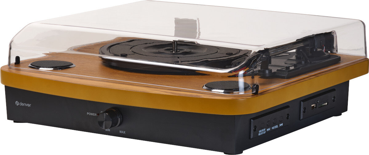 Gramofon DENVER VPL-230 Orzechowy kształt wygląd pokrywa kolor ochrona