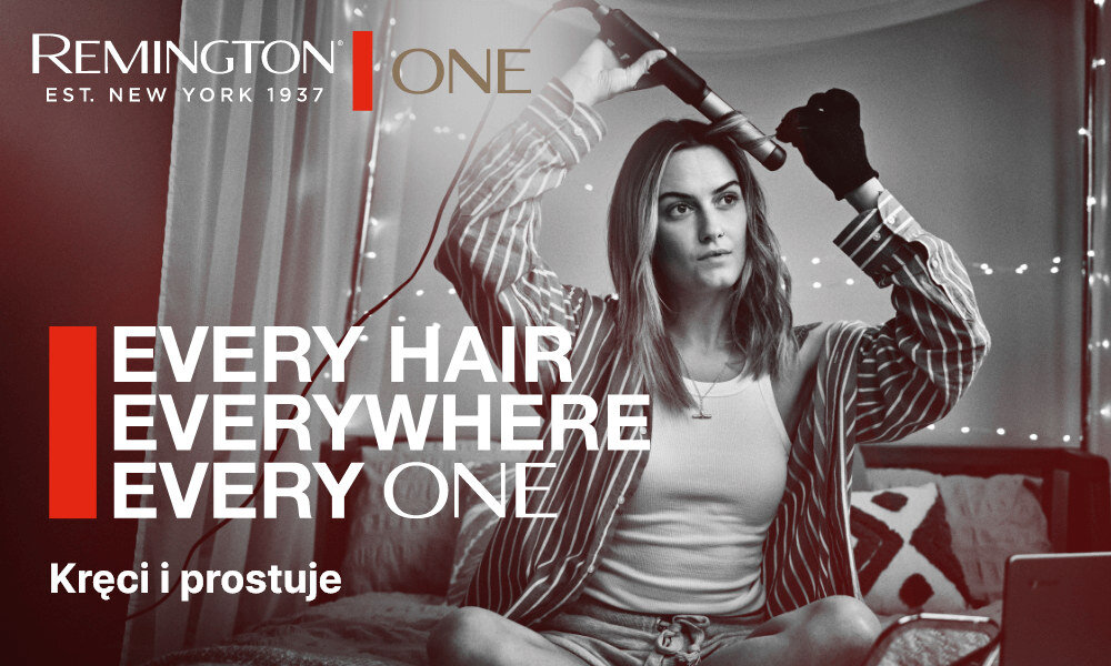 Prostownica REMINGTON One Straight & Curl S6077 230 stopni wygląd design tło prezentacja wizualizacja Kręci i prostuje