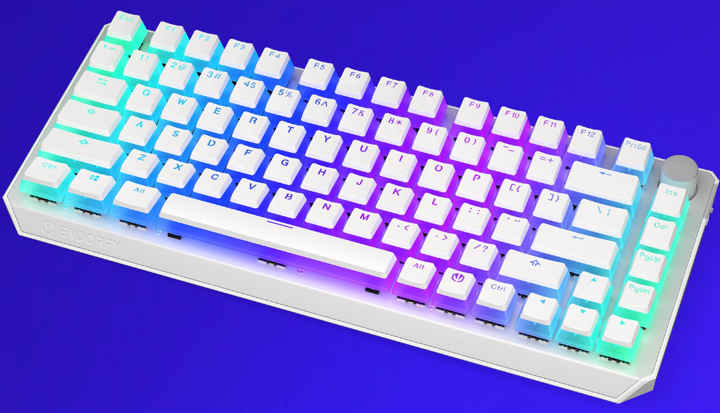 Klawiatura ENDORFY Thock 75% Pudding Onyx White Kailh Box Red Wireless mała ergonomiczna alumienium wygląd mocna szybka wzmocniona hotswap PTB