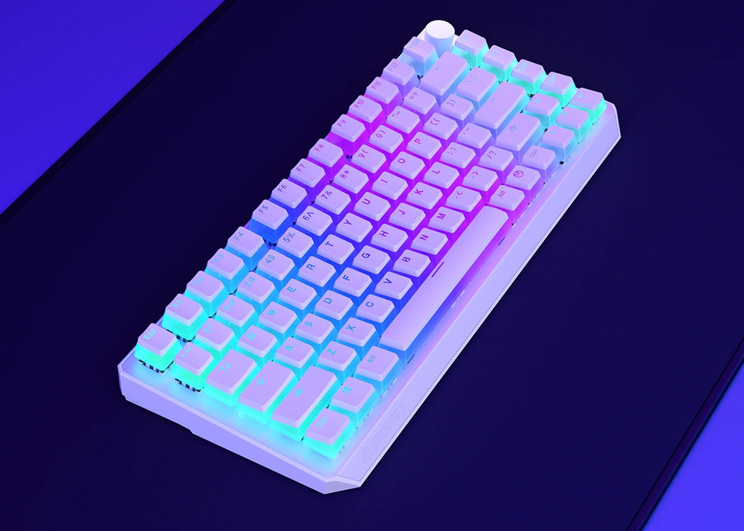 Klawiatura ENDORFY Thock 75% Pudding Onyx White Kailh Box Red Wireless mała ergonomiczna alumienium wygląd mocna szybka wzmocniona hotswap PTB
