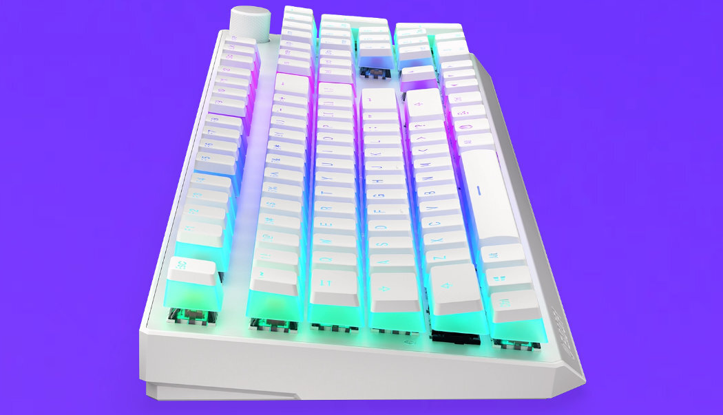 Klawiatura ENDORFY Thock Pudding Onyx White Kailh Box Red mała ergonomiczna alumienium wygląd mocna szybka wzmocniona hotswap PTB