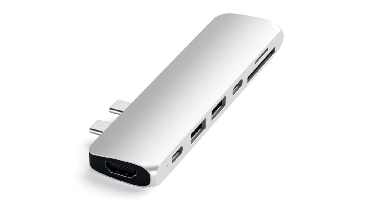 Hub SATECHI ST-CMBPS Srebrny USB-C MacBook Pro ładowanie transfer danych czytnik kart SD microSD HDMI USB-C 3.2 Gen 1