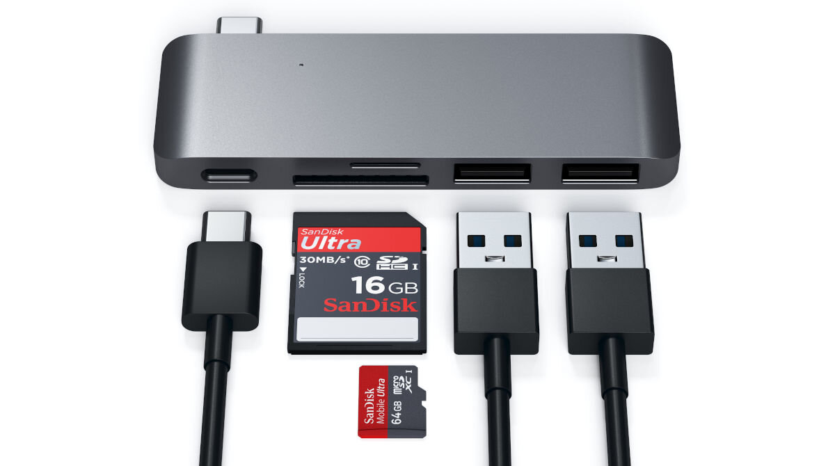 Hub SATECHI ST-TCUPM Szary USB-C MacBook 2x USB-A czytnik kart SD microSD