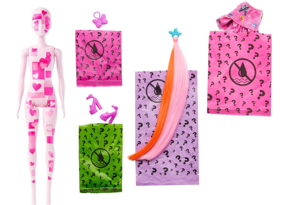 Lalka Barbie Color Reveal Totalny Dżins HJX55 zabawa niespodzianka kolory losowość wyposażenie kreatywność