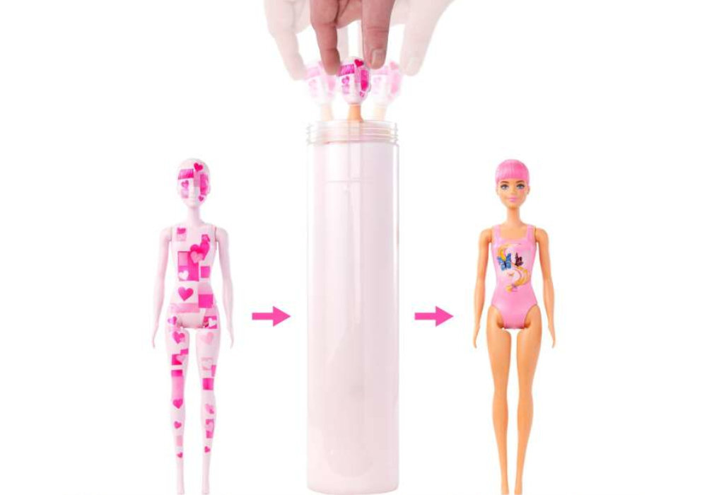 Lalka Barbie Color Reveal Totalny Dżins HJX55 zabawa niespodzianka kolory losowość wyposażenie kreatywność