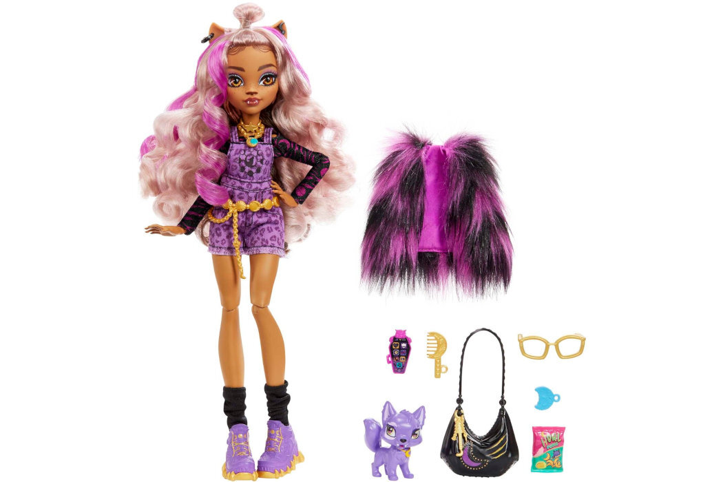 Lalka MONSTER HIGH Clawdeen Wolf zabawa kreatywność wyposażenie wyobraźnia dodatki kolekcja
