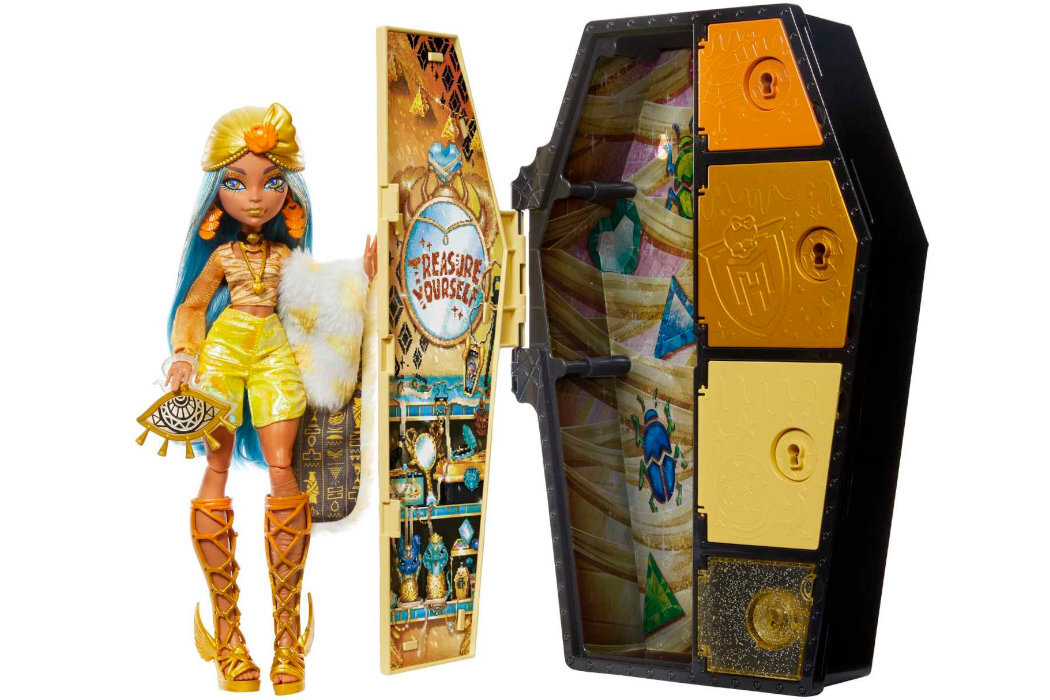 Lalka MONSTER HIGH Cleo De Nile Seria 2 HNF76 zabawa kreatywność wyposażenie wyobraźnia dodatki kolekcja